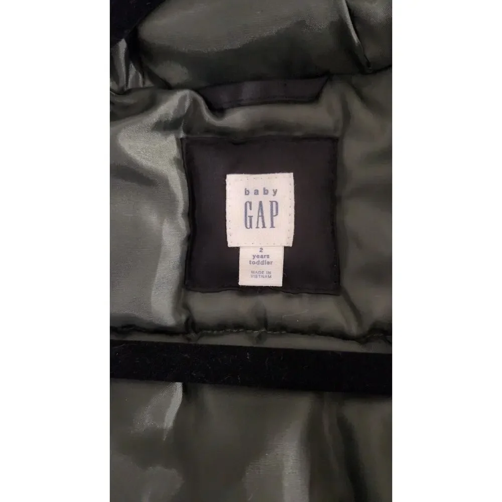 Baby Gap Puffer Black Jacket Coat Toddler Size 2 Pockets Classic Outdoors Zip Up